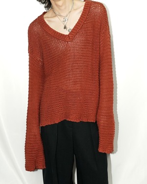Vintage flare sleeve mesh knit