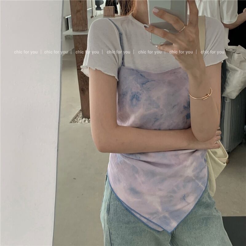 オフショルダーの美しいバックストラップ絞り染めの小さなスリングの女性夏のノースリーブアウターウェアチューブトップベスト2020新しいインナートップ ブラックストロベリース29312416877