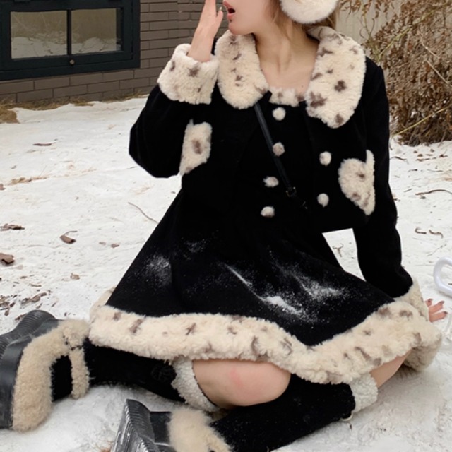 Slim fit coat with fur collar(ME016)