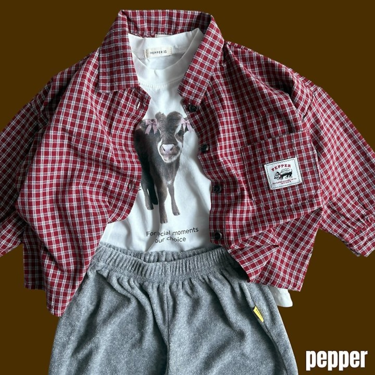 韓国子供服 / PEPPER / 26Autumn / クッキーチェックシャツ / 秋服 *XS~XL *