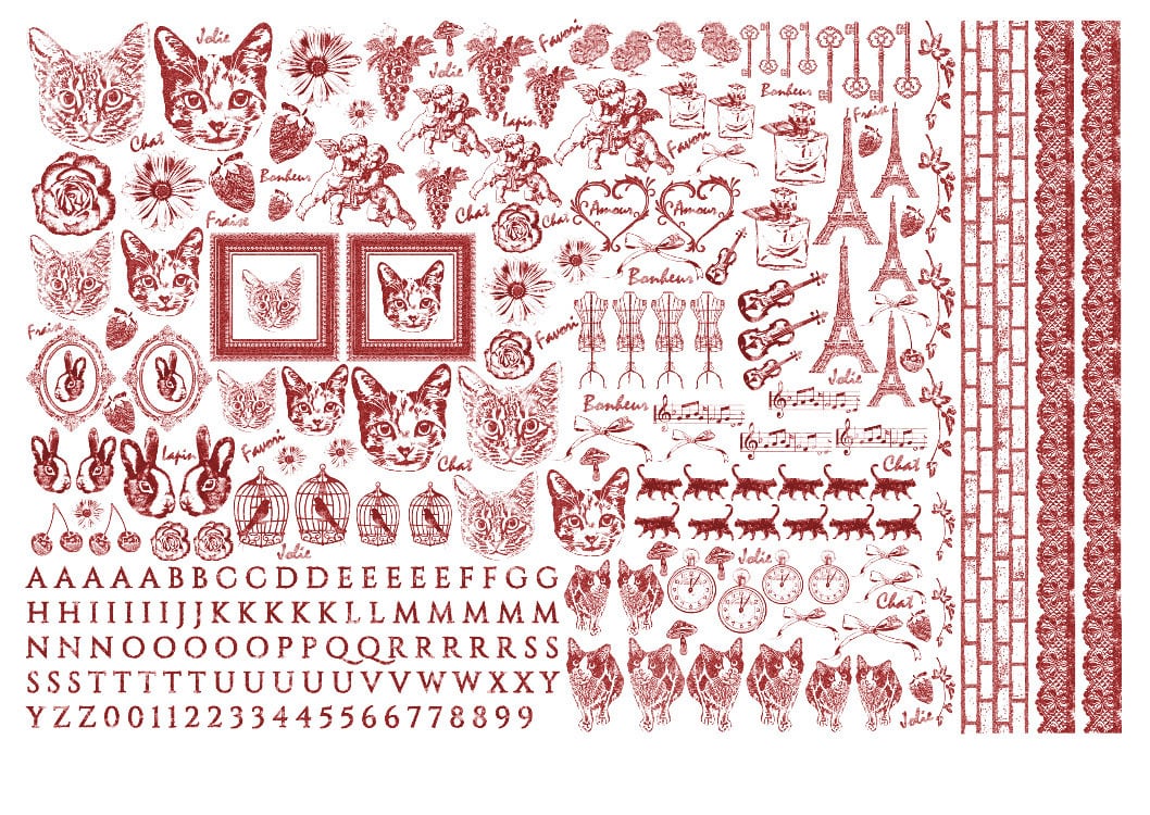 アンティークスタンプ転写紙 ブロンズ A3サイズ（ポーセリンアート用