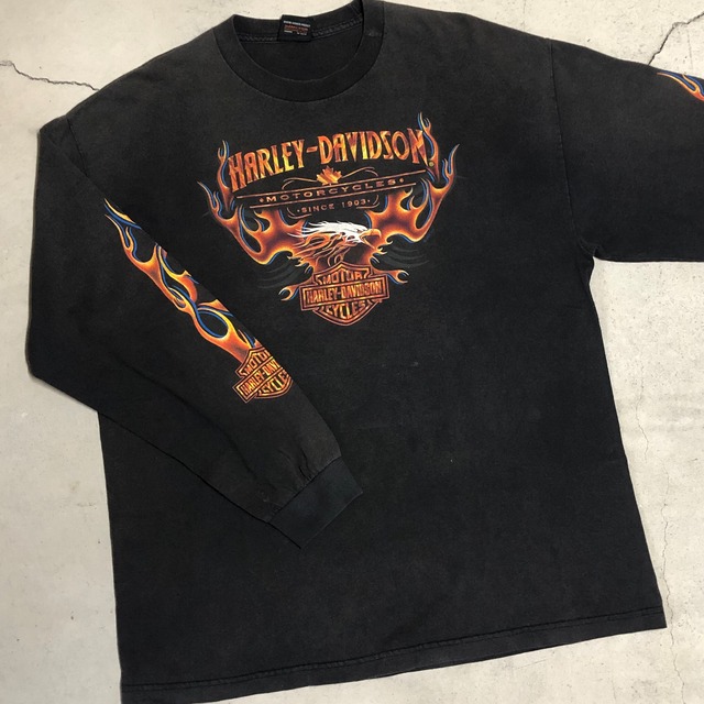 HARLEY-DAVIDSON "MACKIE" BLACK L/S T-SHIRT "袖FLAME"