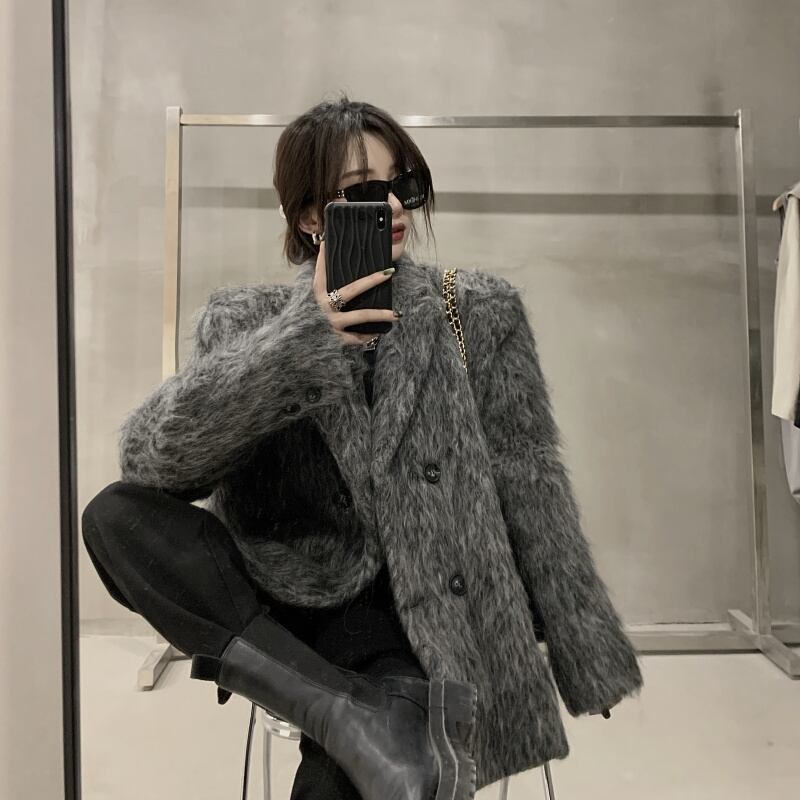 コート グレールーズスタイルオータムウィンター 秋物 冬物 ブラックストロベリース78226844692