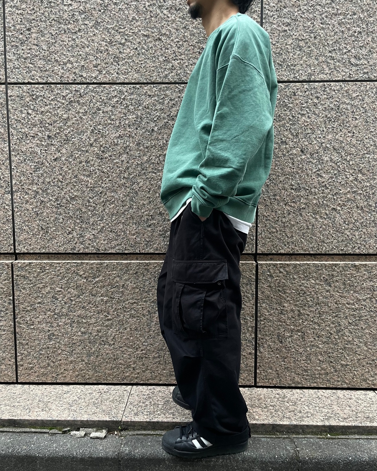 calm pigment dyed sweat shirt <3color>