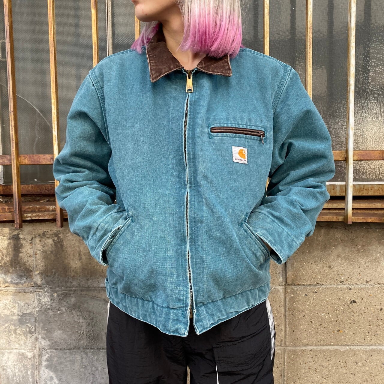 カーハート　裏地ボア　ダック地　フェード　ワンポイント　Carhartt