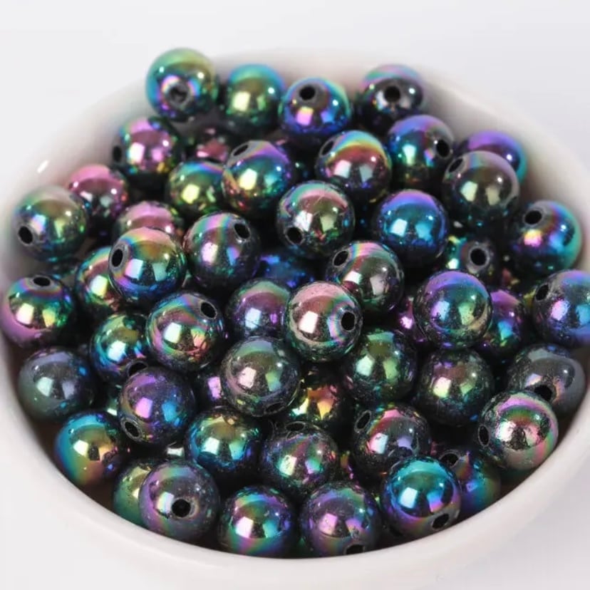 しゃぼん玉 ミルキー 球体 レインボー 手染め ビーズ 大ぶり ゆらゆら