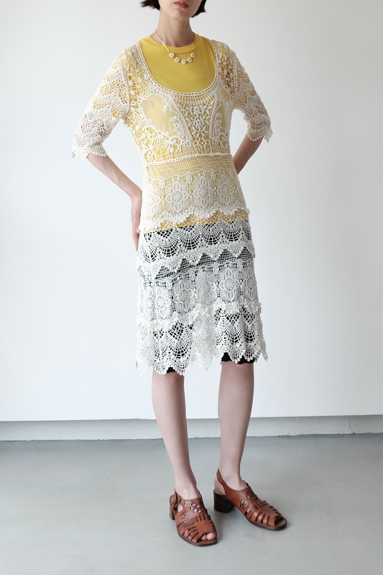 floral lacy mini dress