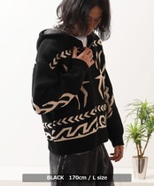 ◆Wジャガード ニットZIPパーカー◆lf-26004