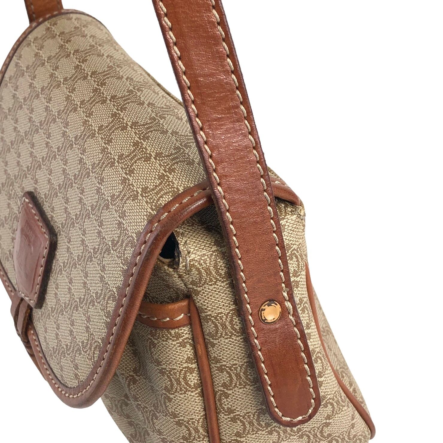 CELINE セリーヌ マカダム ショルダーバッグ ベージュ タッセル PVC