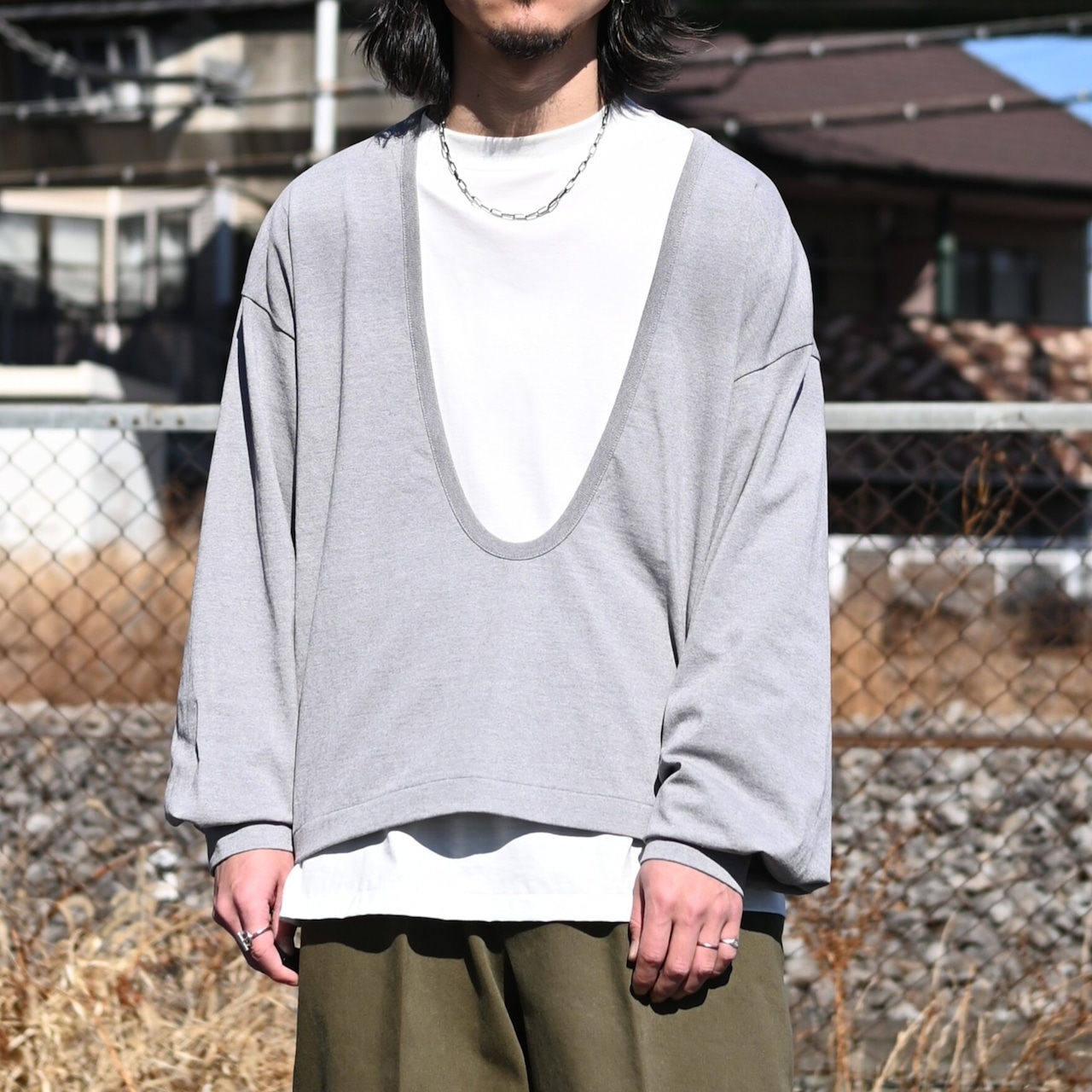 Nonnotte / Drape U Pullover with Cuff Sleeve