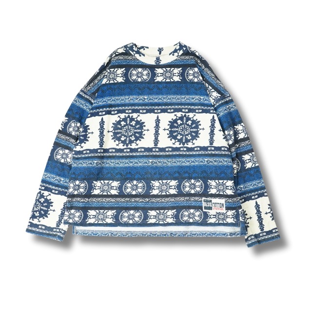 BLUE COTTON ブルーコットン Coca-Cola コカ・コーラ 総柄 ロングスリーブカットソー（表記XXL・実寸XXL相当）｜NA555