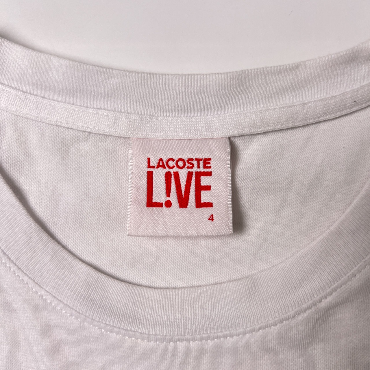 LACOSTE LIVE ラコステ ライブ デザインプリント 半袖Tシャツ 4/ホワイト