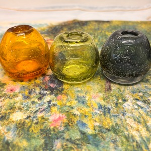 手吹きバブルガラスフラワーベースボール [サイズ: S]