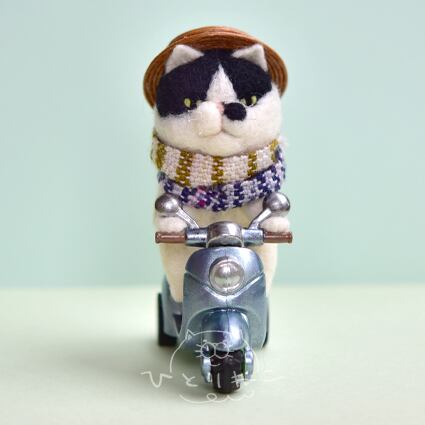 【猫さん】バイクねこ/黒白