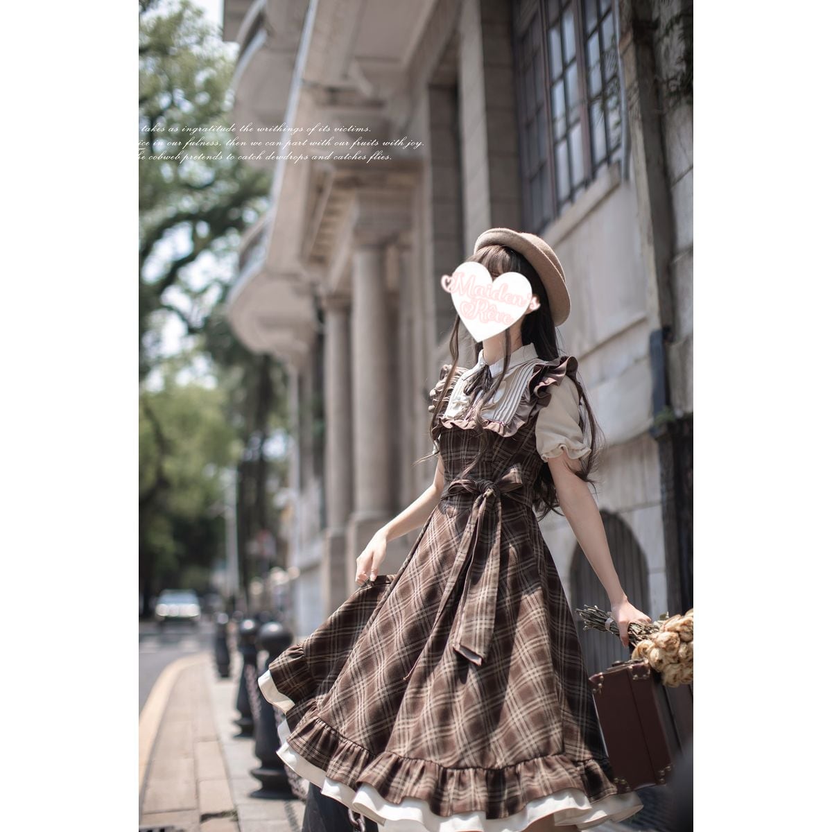 レトロブラウンウエストリボンワンピース | Maiden's Rêve