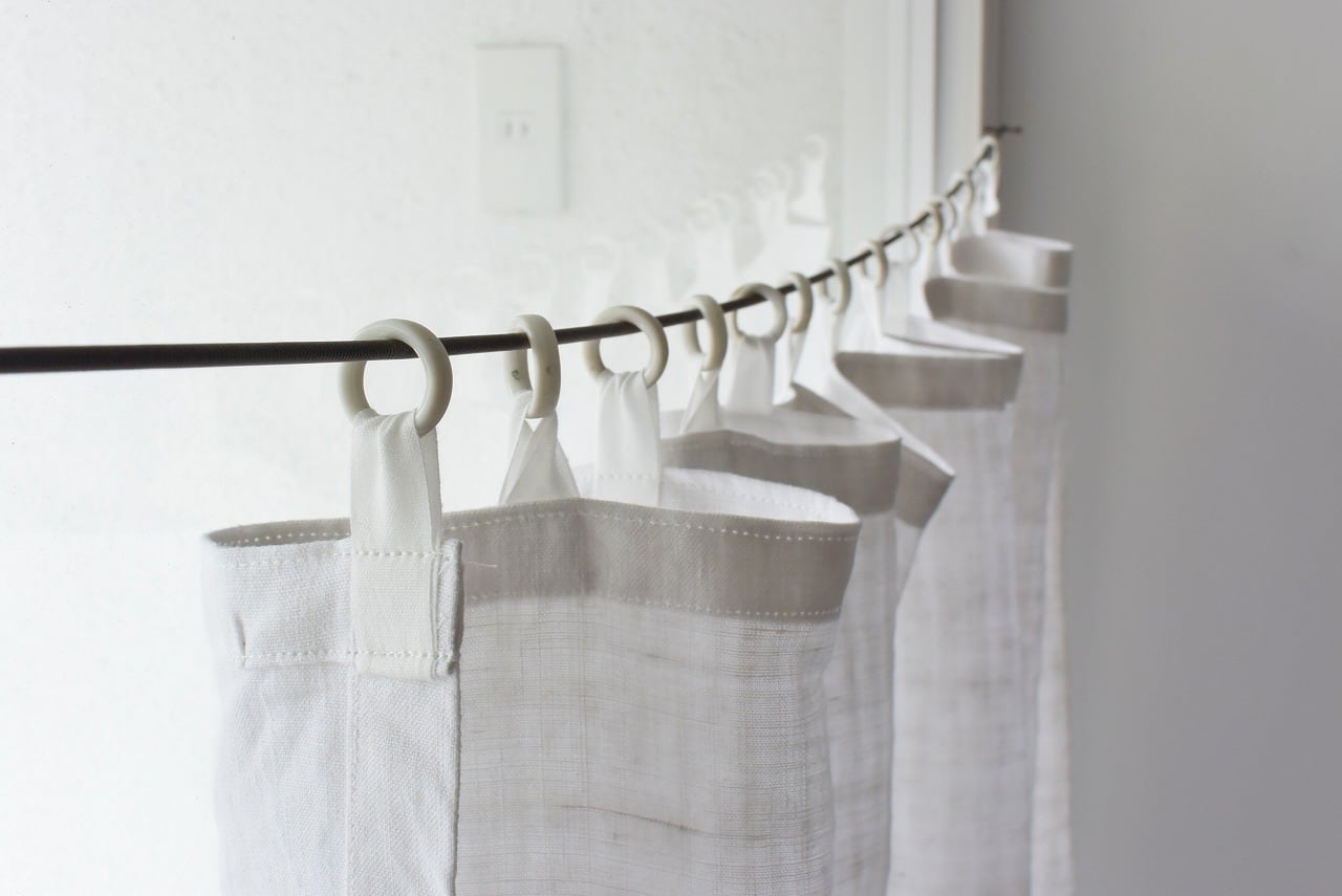 Newஐ⋆*フランスアンティーク・ホワイトリネンガーゼロングカーテン