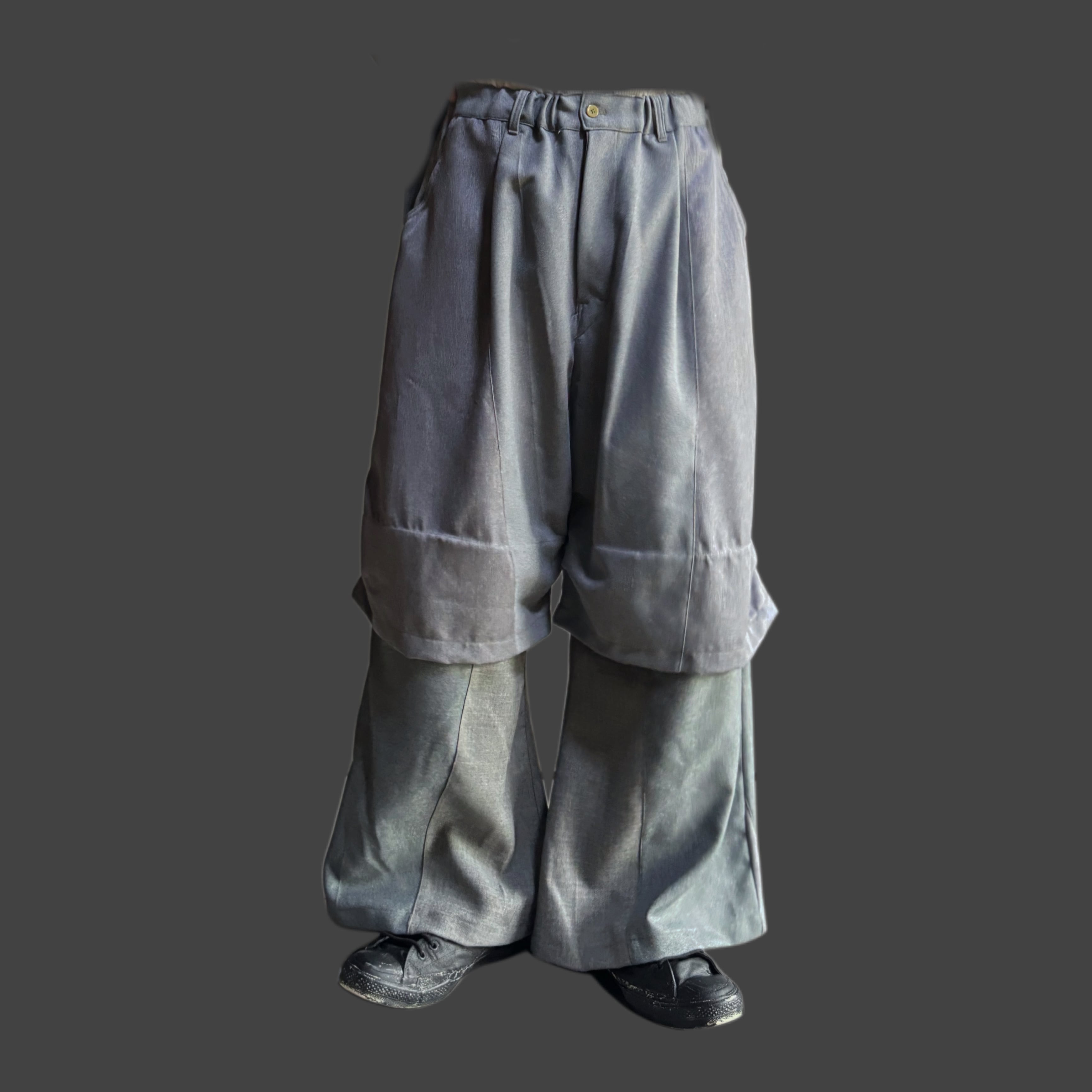 LAYERED WIDE PANTS – LIGHT GREY