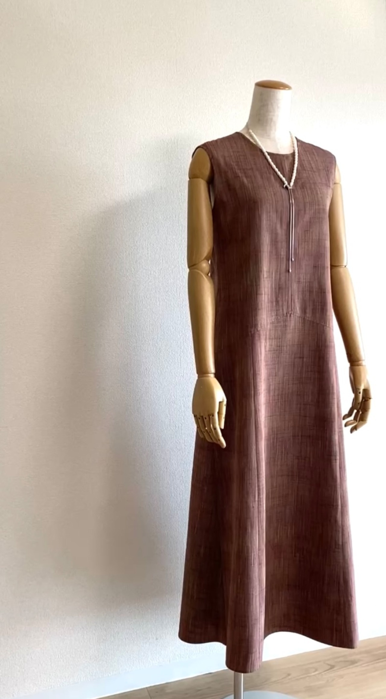 シャンブレー調フレアーワンピース