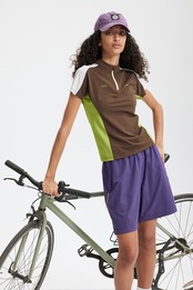 【大人気】サイクリングジッパーTシャツ　春夏新製品　クールビーズ　アウトドア　スポーツ　コントラストカラー　カット半袖
