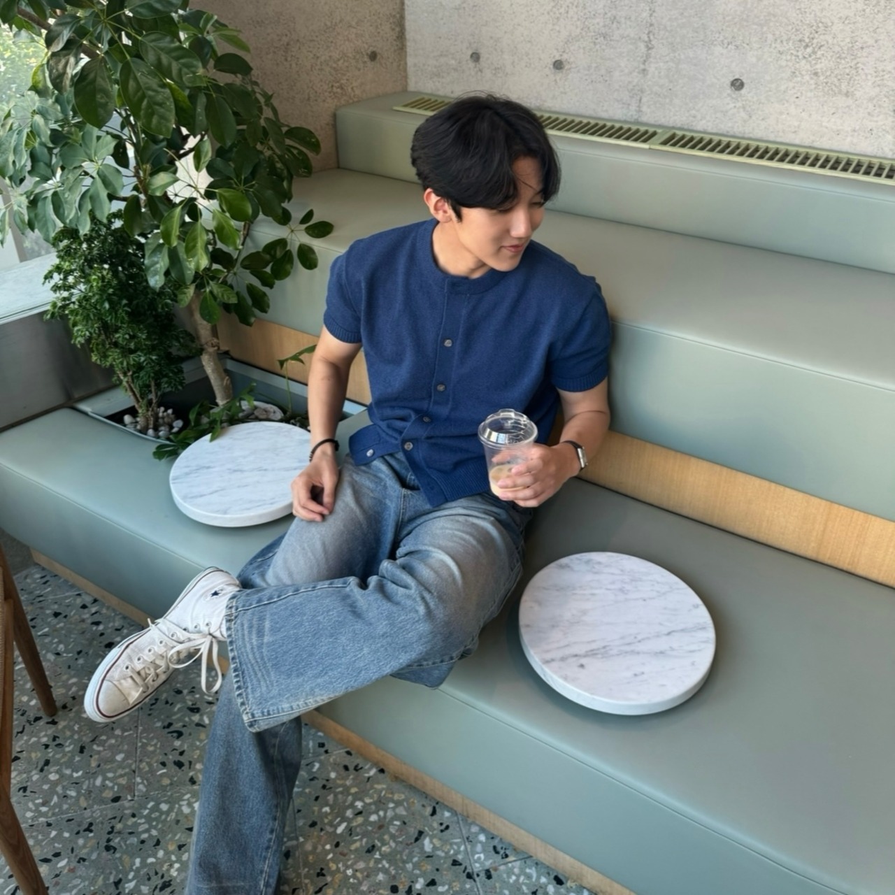 【Muscle Fit】Vellon Bouclé Henley Half Cardigan(6color) - 7