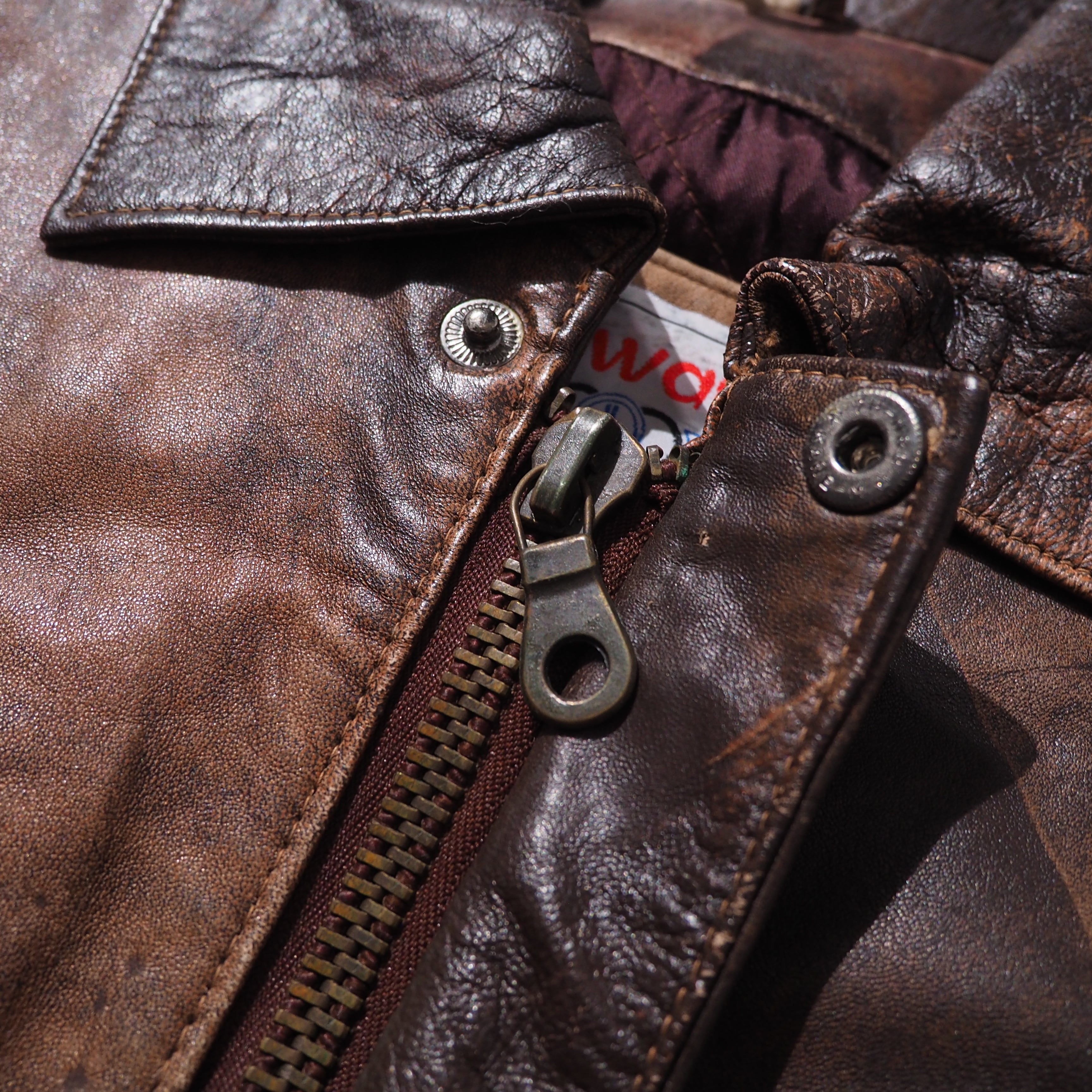 ” Special ” Aging processing Big Pockets vintage leather jacket