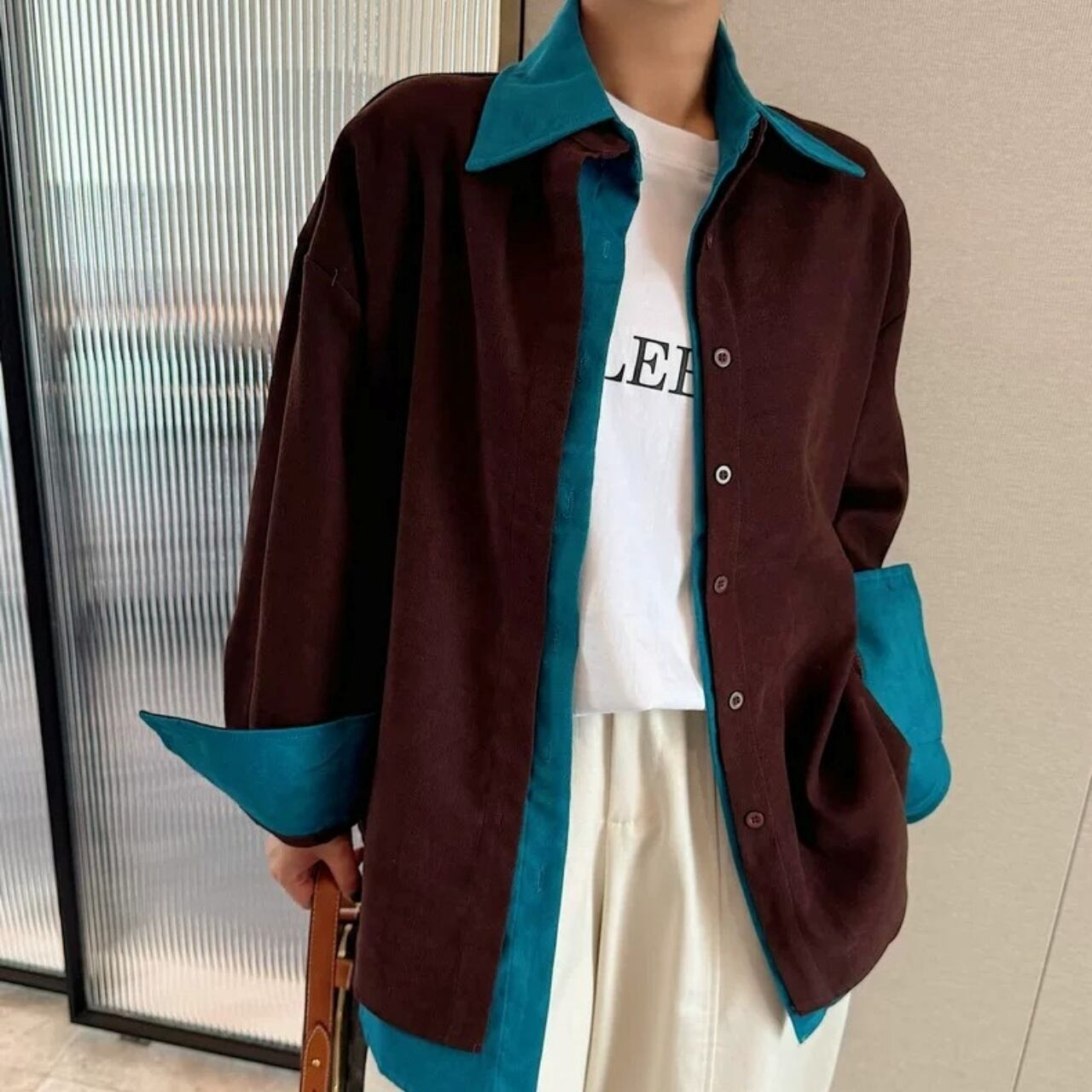 Bicolor Layered Style Shirt 01511