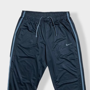 【NIKE】XL ビッグサイズ トラックパンツ TRACK PANTS ジャージパンツ ダボパン ジャージ下 スウッシュ 刺繍ロゴ ベンチレーション メッシュ 黒 ナイキ US古着