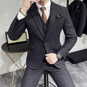 formal dress slim plaid suit 3piece 00236