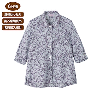 ６分袖斜め釦ホ－ルブラウス（婦人）