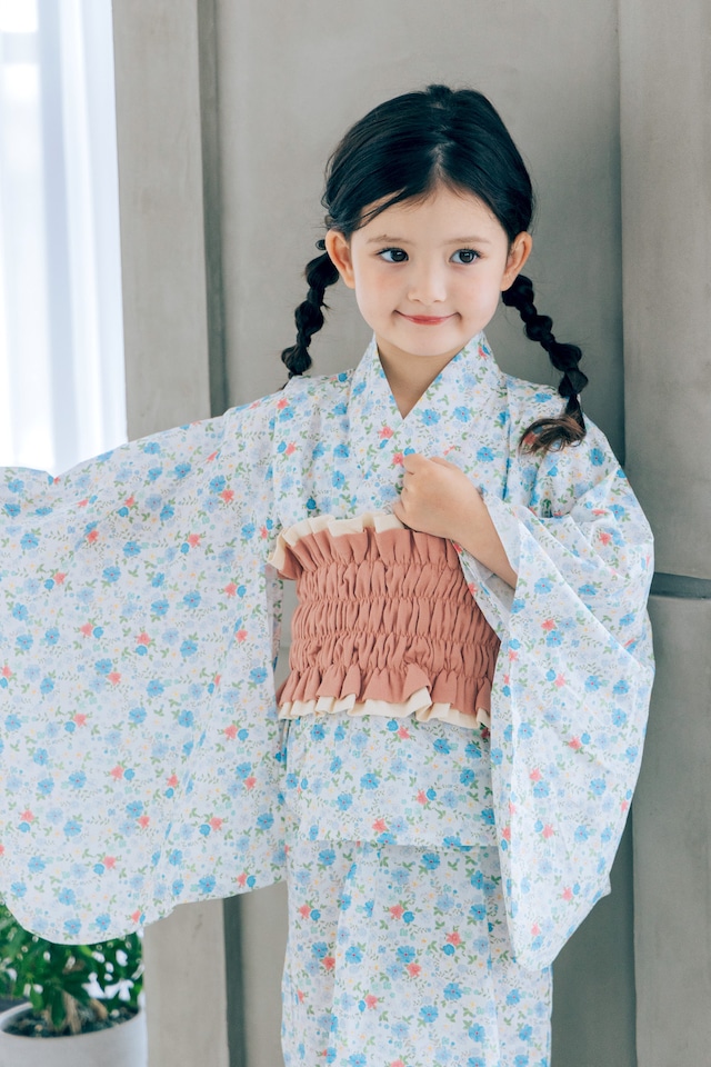 【3点set】YUKATA long dress〈blue flower〉