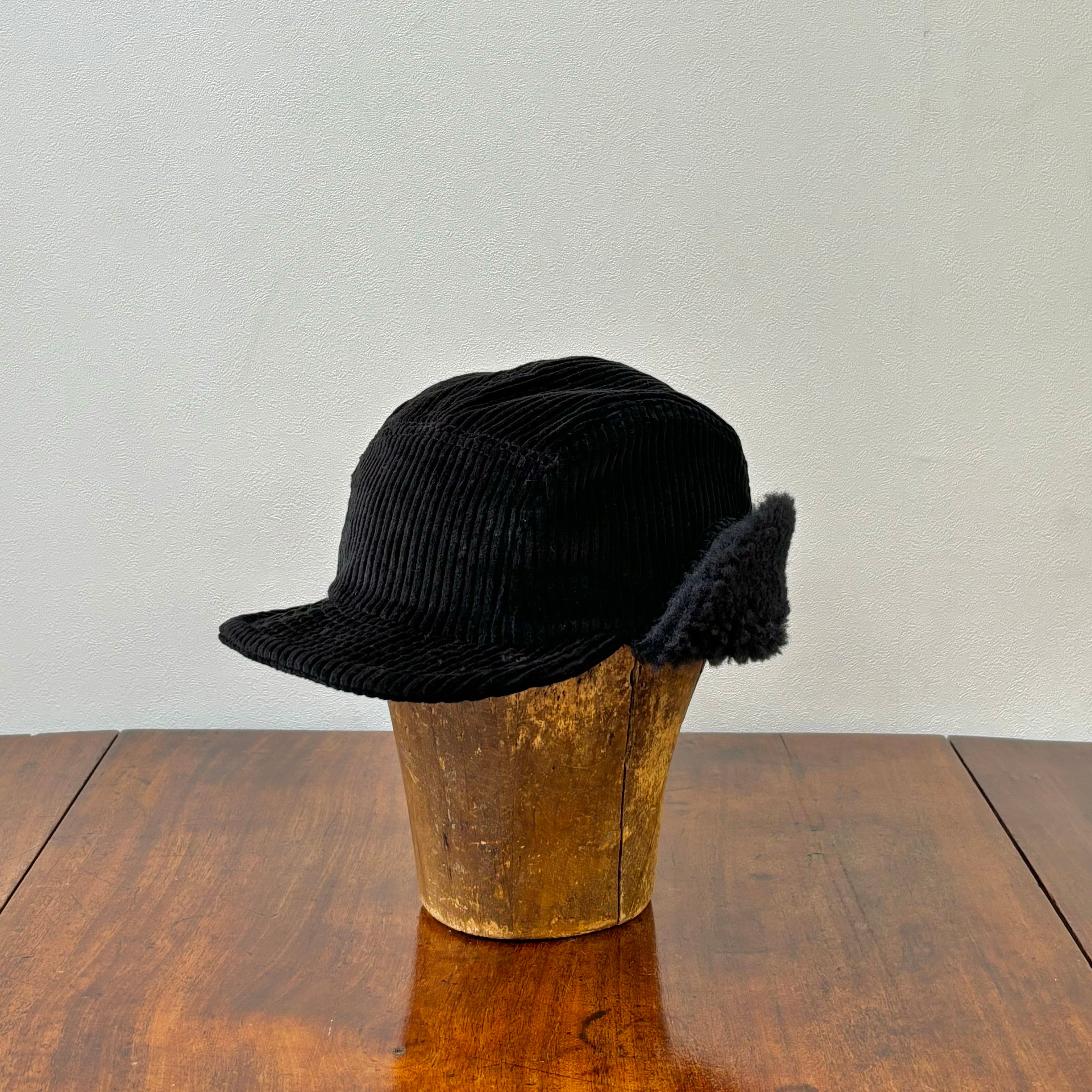 cableami コーデュロイ ボアキャップ ブラック | 萬栄堂帽子店