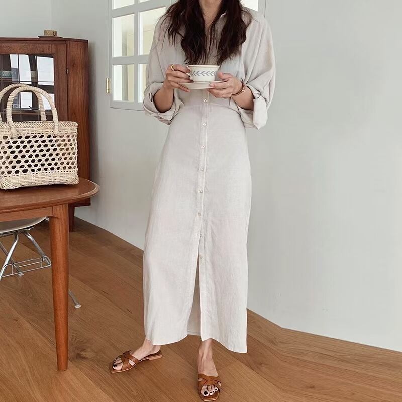 ウエストストラップ シャツワンピース　 AJ−4Z4039-036