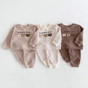 【BABY&KID】春新作可愛いクマ英字ワッフルセットアップ