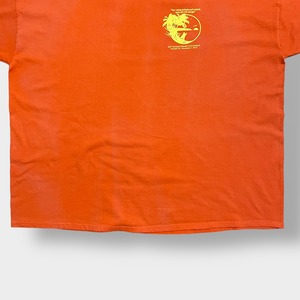 【HANES】3XL ビッグサイズ ハワイ サーファー ワンポイント ロゴ Tシャツ バックプリント オレンジ 半袖 us古着