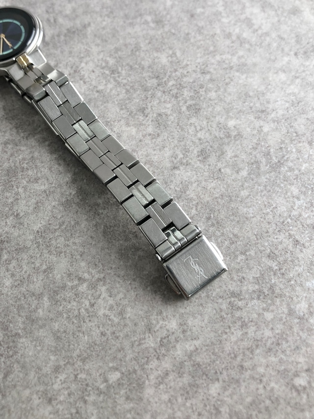 Yves Saint Laurent イヴ・サンローラン 腕時計 シルバー×ブルー YSL コンビカラー ステンレススチール クウォーツ vintage ヴィンテージ オールド g2xkhm