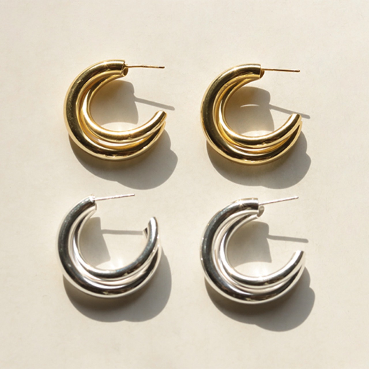 silver925 doublering pierce