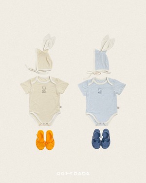 [oottbebe] Sticky Striped Bodysuit Bonnet Set-up / [오뜨베베] 쫀득단가라슈트보넷세트