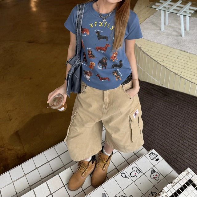 ドッググラフィックコンパクトシルエットTシャツ 2col   R02279