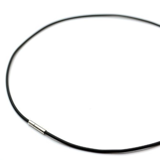 [シルバーワン] 簡単ワンプッシュ スポーツ用ラバーチョーカー 黒 (幅 2mm/3mm/4mm)[40cm～60cm]