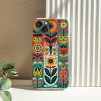 受注生産 iPhoneケース 太陽花のサイケ民芸パネル｜花モチーフ PSYF003C