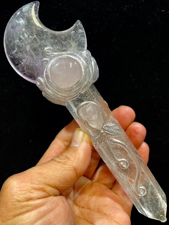 44) エネルギーを高める超アイテム！「アート・クリスタルワンド」ハンドメイド大型(台座付)