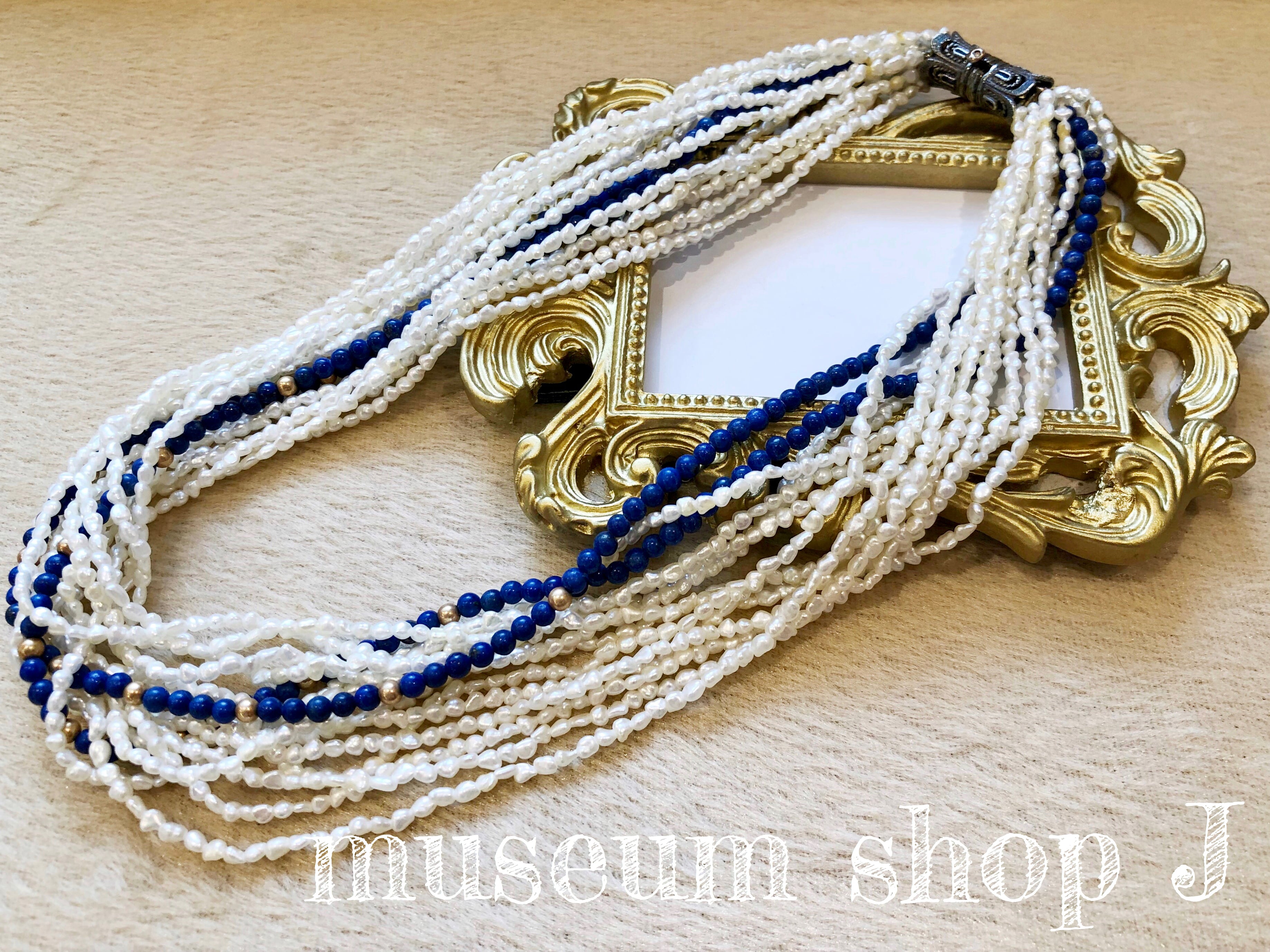 フェルメールブルーと真珠の首飾りの少女のネックレス（ラピスラズリ
