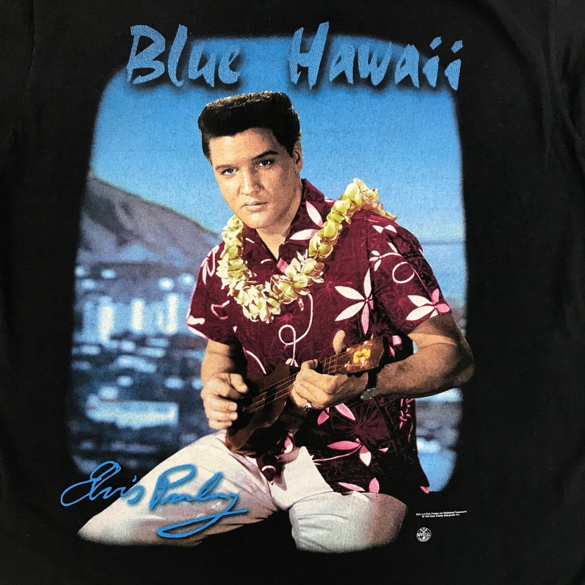 MADE AT THE BEACH 90年代 USA製 ELVIS PRESLEY エルビスプレスリー ブルーハワイ Tシャツ ブラック XXL 半袖