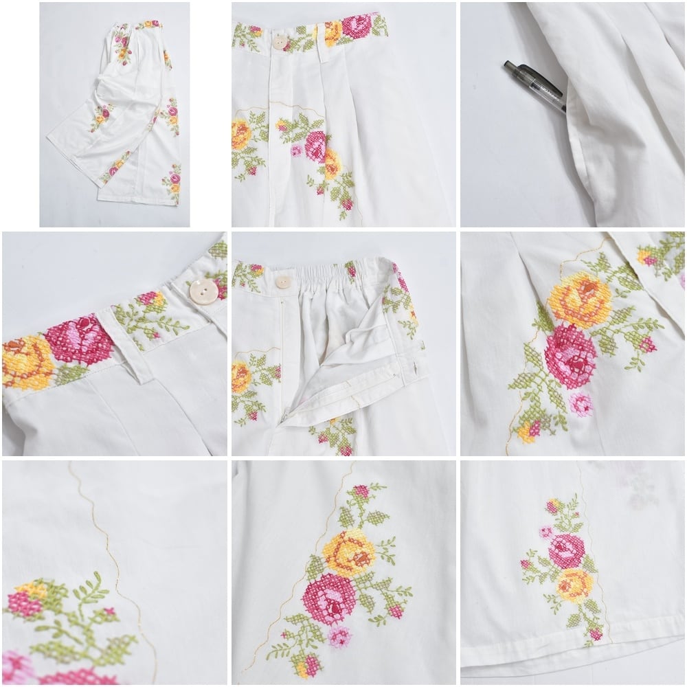 Remakeリメイク 再構築 パッチワーク&クロスステッチ フラワー刺繍