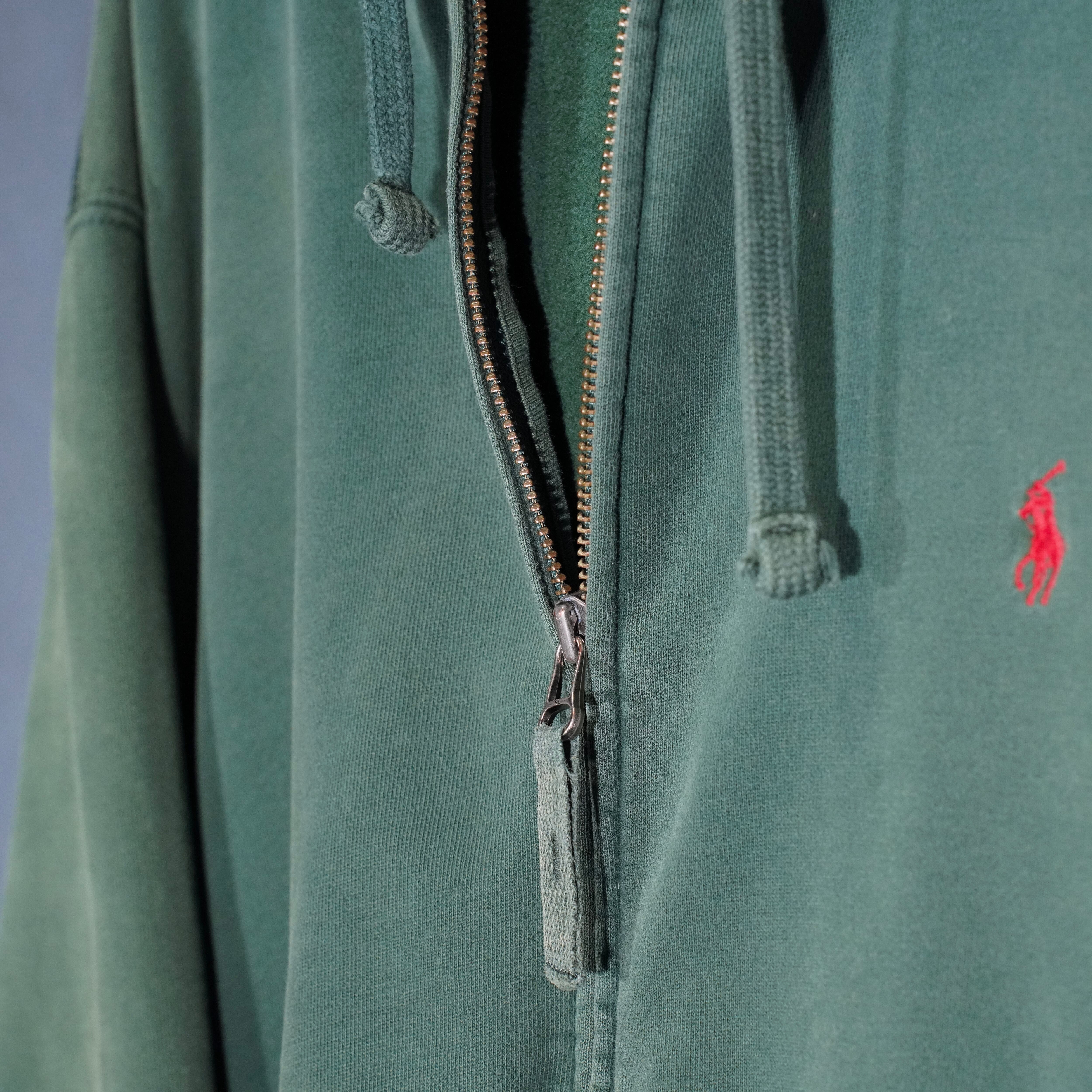 USA VINTAGE Polo by Ralph Lauren HORSE EMBROIDERY FADED DESIGN ZIP