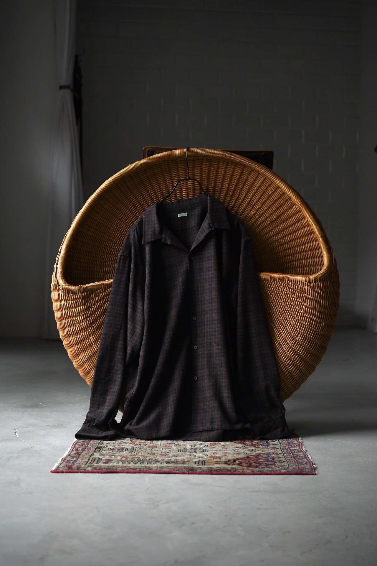 A.PRESSE / Silk Nep Loop Collar Shirts (BROWN)