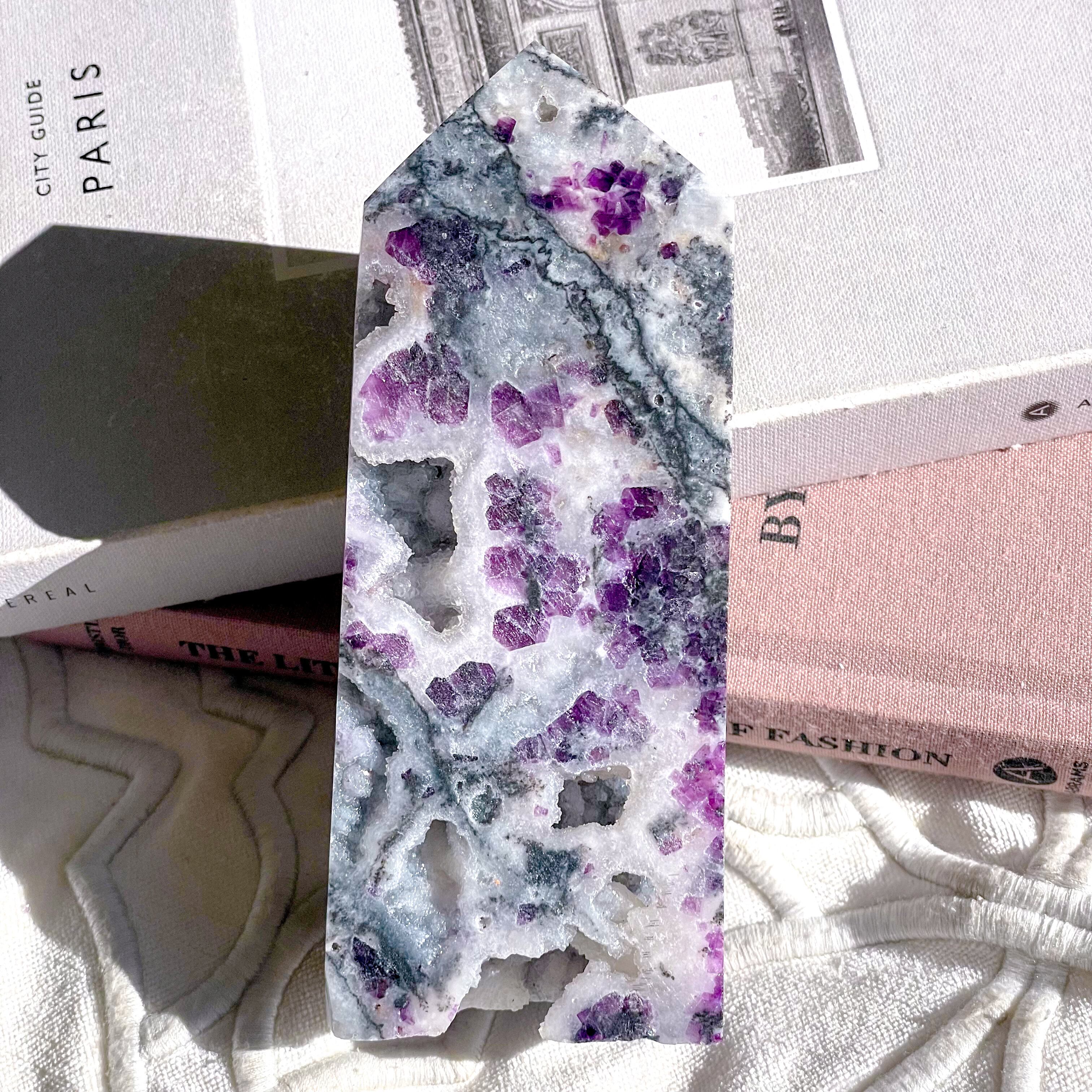 Druzy Sphalerite & Fluorite Point 4 ✧ ドゥルージースファレライト &フローライト