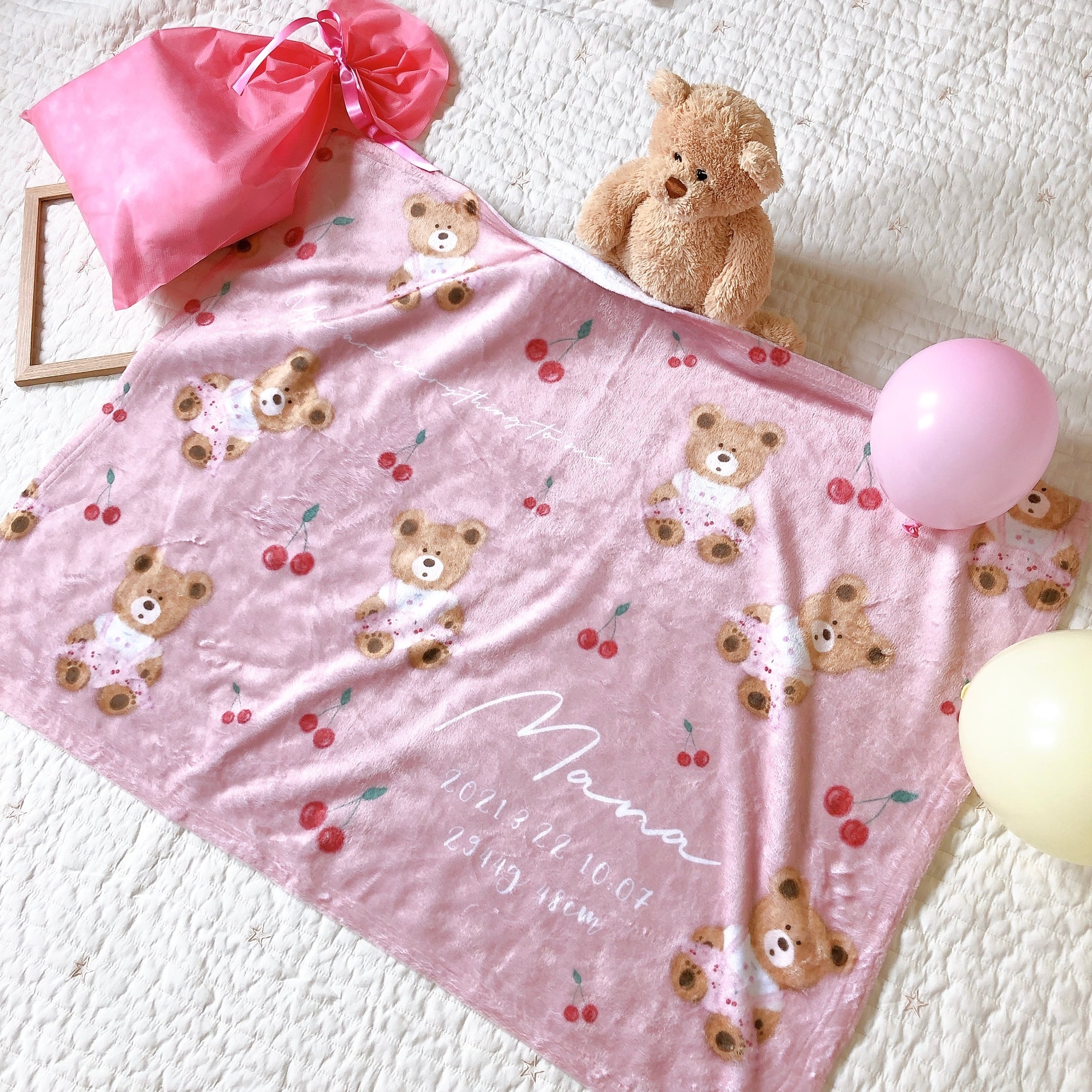 さくらんぼワンピースくまさん（アンティークピンク/ホワイト