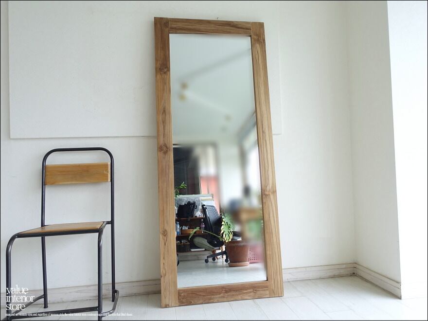 「 A様 サイズオーダーミラー 」 チーク総無垢 ミラーN/1モデル 姿見 鏡 全身鏡 壁掛け 大型 ナチュラル 木目 シンプル 手作り ハンドメイド 銘木家具