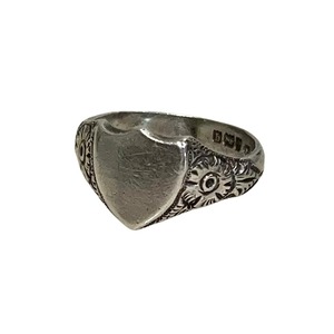 antique c1915 engraved silver shield signet ring